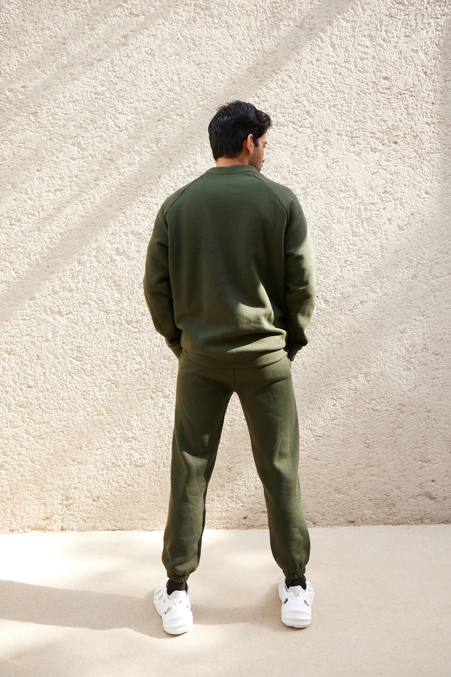 Olive Green Round-Collar Jumper - Young Pumped