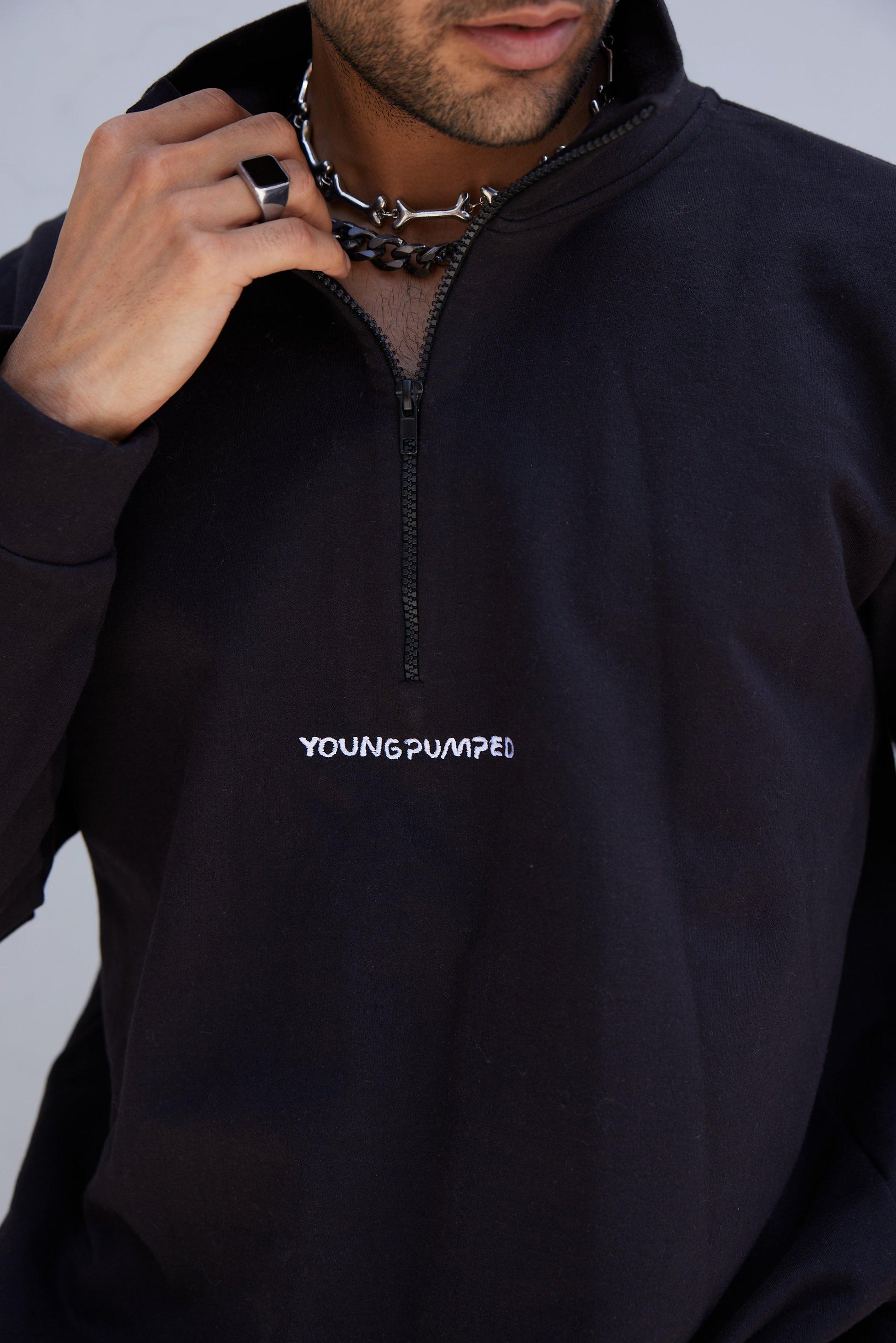 Black Zip-Top Jumper - Young Pumped