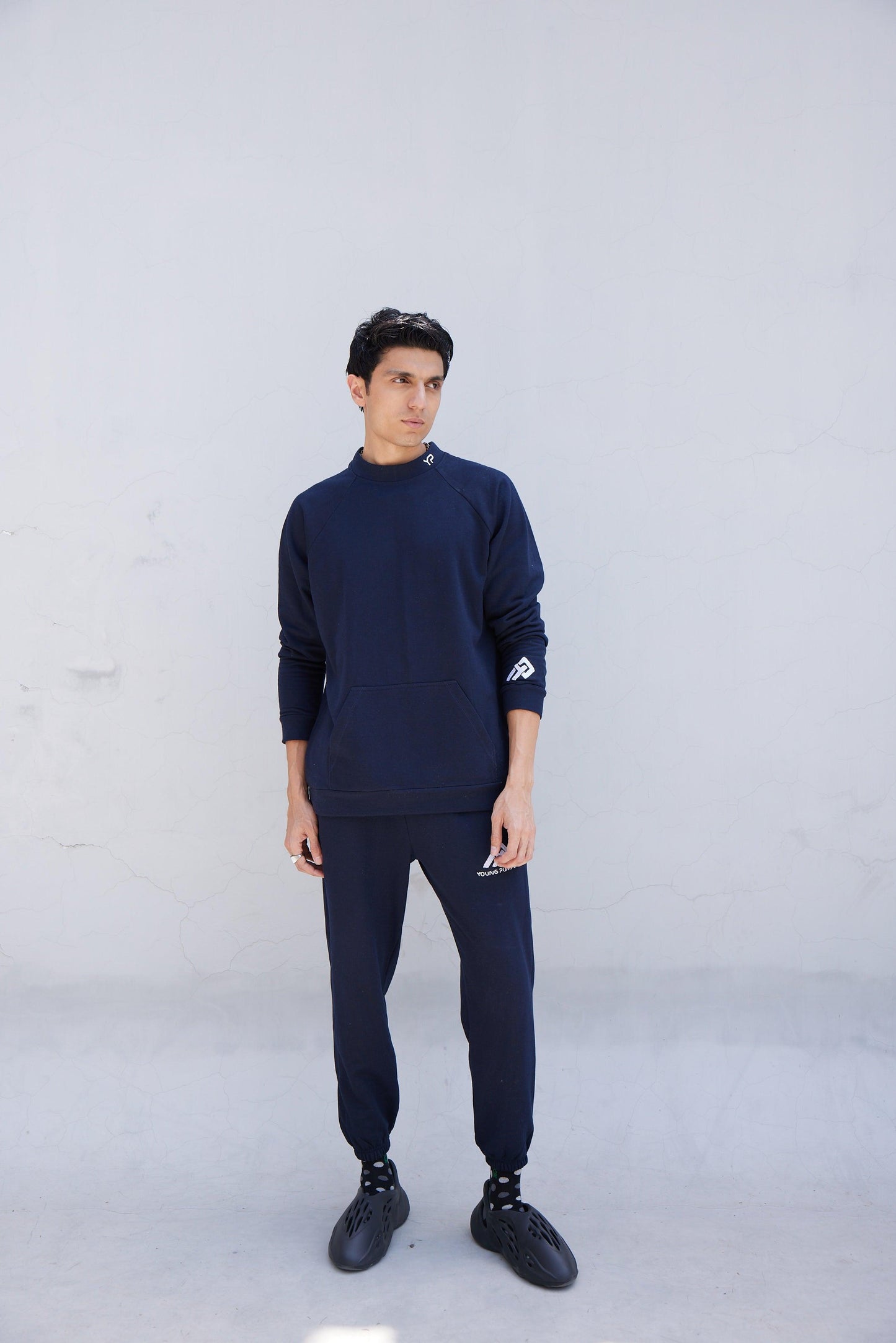 Dark Blue Round-Collar Jumper - Young Pumped