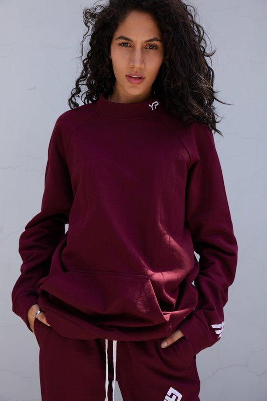 Maroon Round-Collar Jumper - Young Pumped